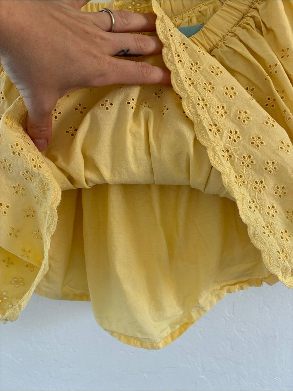3 summer girls skirts/skort bundle 6-7 blue jean embroidered and yellow eyelet - Picture 7 of 16